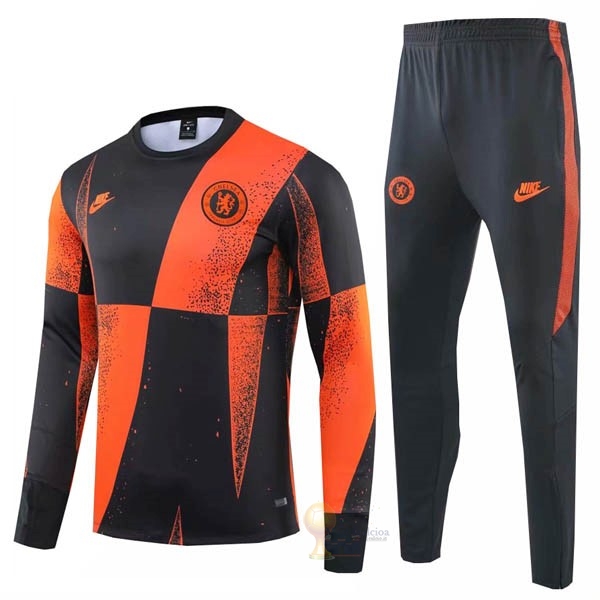Calcio Maglie Tuta Presentazione Chelsea Nero Arancione 2019 2020
