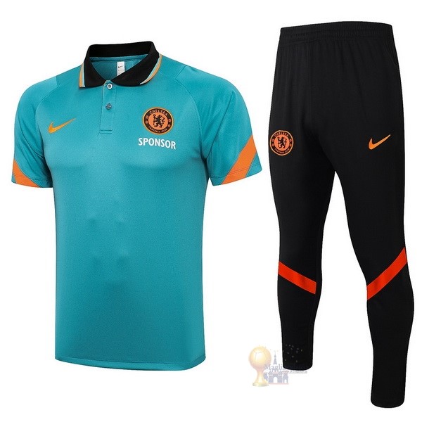 Calcio Maglie Set Completo Polo Chelsea 2021 2022 Verde Arancione Nero