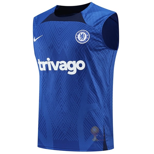 Calcio Maglie Formazione Senza Maniche Chelsea 2022 2023 Blu Bianco