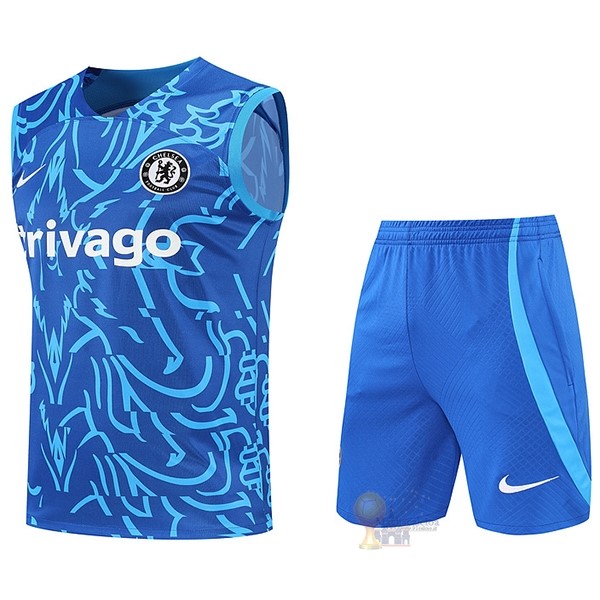 Calcio Maglie Formazione Senza Maniche Set Completo Chelsea 2022 2023 Blu