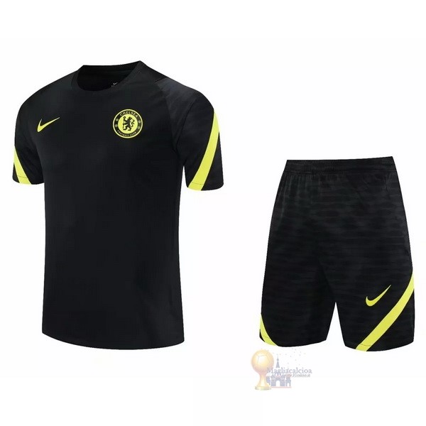 Calcio Maglie Formazione Set Completo Chelsea 2021 2022 Nero Giallo