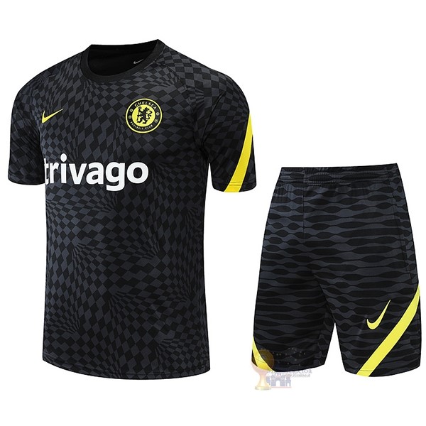 Calcio Maglie Formazione Set Completo Chelsea 2022 2023 Nero Giallo