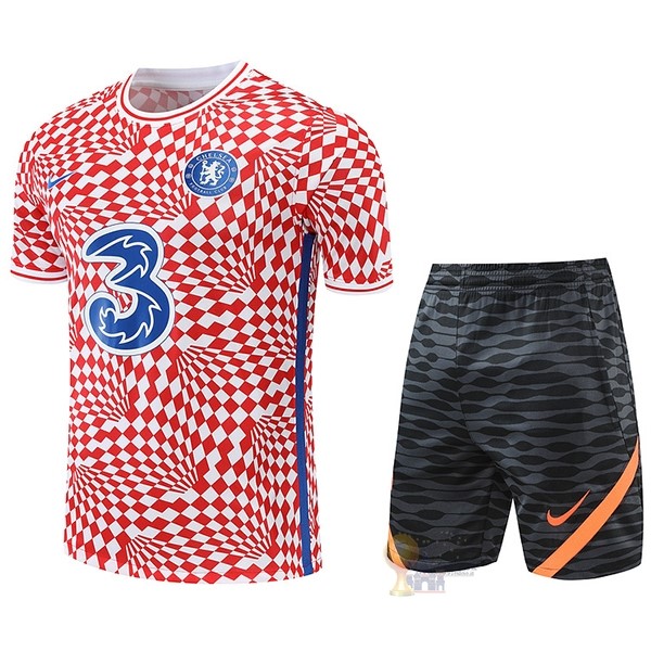 Calcio Maglie Formazione Set Completo Chelsea 2022 2023 Rosso Nero