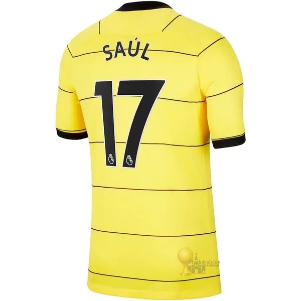 Calcio Maglie NO.17 Saúl Away Maglia Chelsea 2021 2022 Giallo