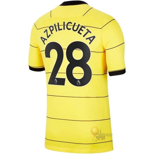 Calcio Maglie NO.28 Azpilicueta Away Maglia Chelsea 2021 2022 Giallo