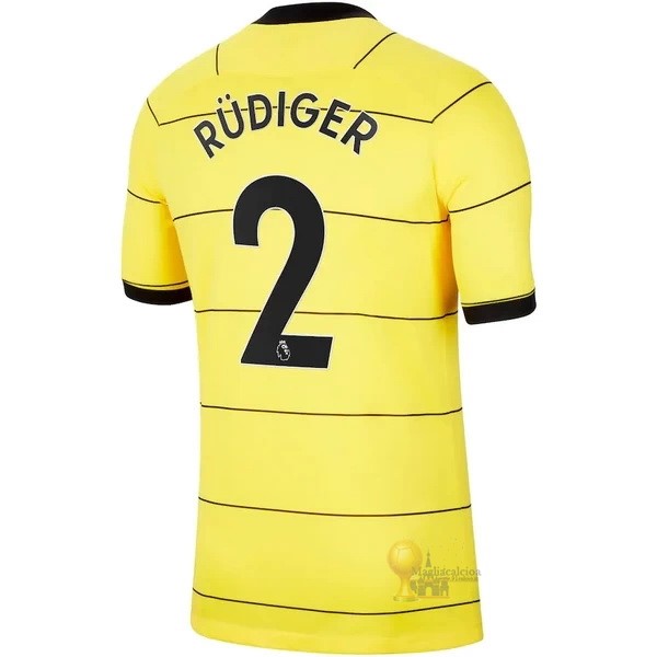 Calcio Maglie NO.2 Rudiger Away Maglia Chelsea 2021 2022 Giallo