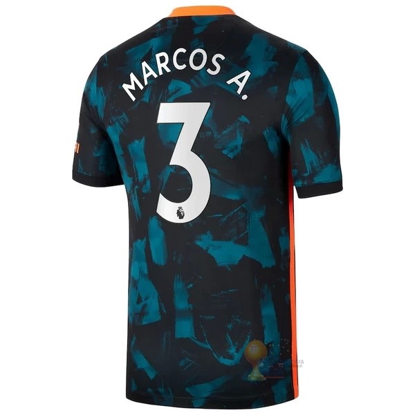 Calcio Maglie NO.3 Marcos A. Terza Maglia Chelsea 2021 2022 Verde