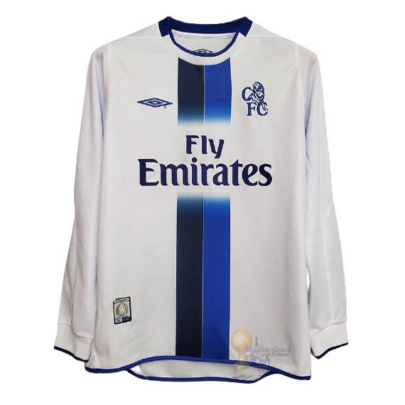 Calcio Maglie Segunda Manga Larga Chelsea Retro 2003 2005 Bianco