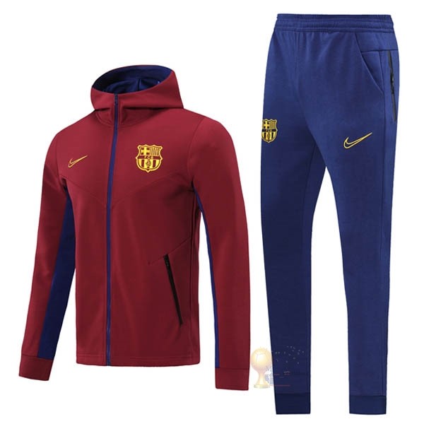 Calcio Maglie Chaqueta Con Capucha Barcellona 2020 2021 Borgogna Blu
