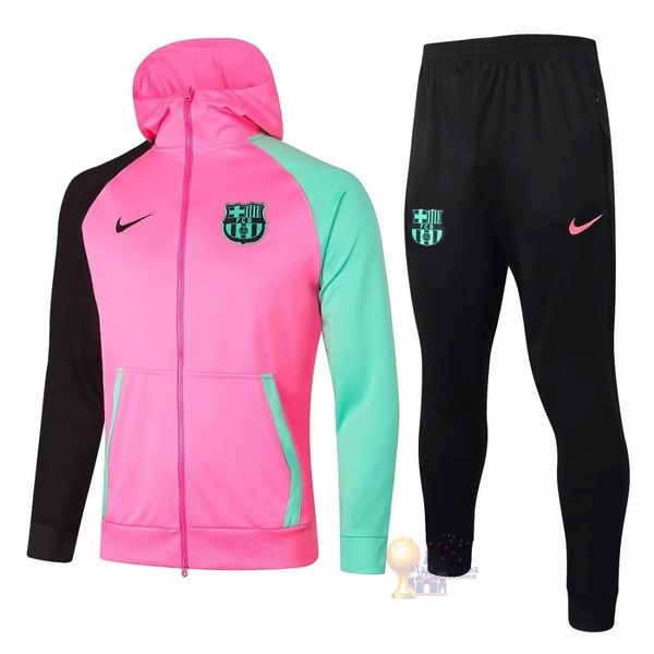 Calcio Maglie Chaqueta Con Capucha Barcellona 2020 2021 Rosa Verde
