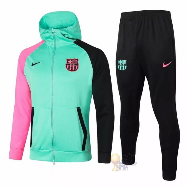 Calcio Maglie Chaqueta Con Capucha Barcellona 2020 2021 Verde Rosa