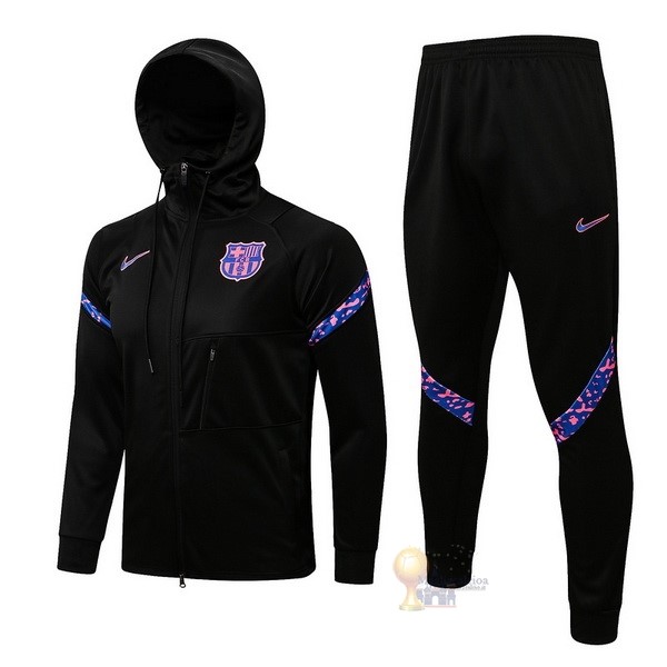 Calcio Maglie Felpa Cappuccio Barcellona 2021 2022 Nero I Purpureo