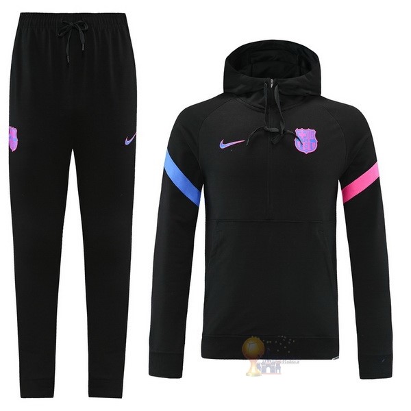Calcio Maglie Felpa Cappuccio Barcellona 2021 2022 Nero Purpureo