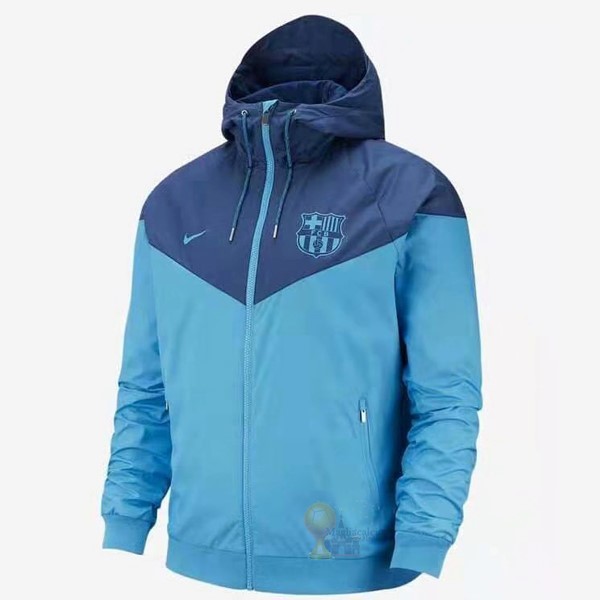 Calcio Maglie Giacca a vento Barcellona 2019 2020 Blu Luce