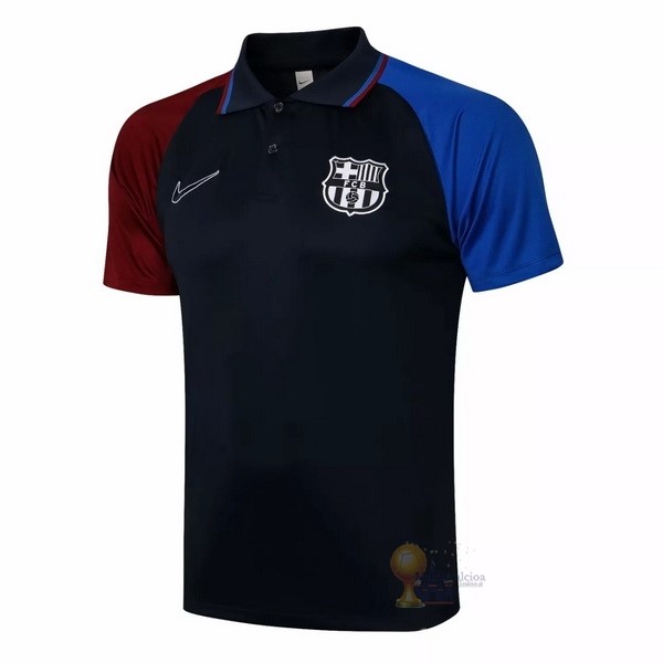 Calcio Maglie Polo Barcellona 2021 2022 Nero Rosso Blu