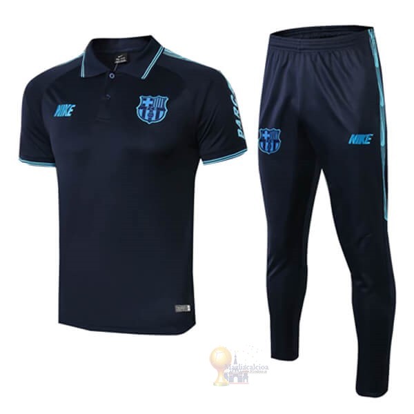 Calcio Maglie Set Completo Polo Barcellona 2019 2020 Nero Blu