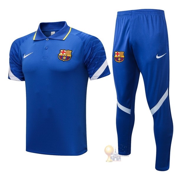 Calcio Maglie Set Completo Polo Barcellona 2021 2022 Blu Bianco