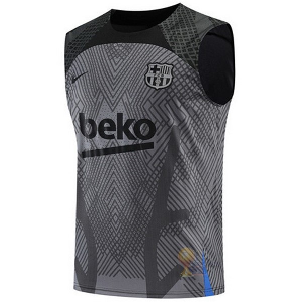 Calcio Maglie Formazione Senza Maniche Barcellona 2022 2023 Grigio Nero