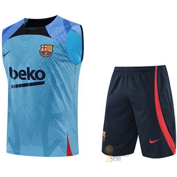 Calcio Maglie Formazione Senza Maniche Set Completo Barcellona 2022 2023 Blu Rosso