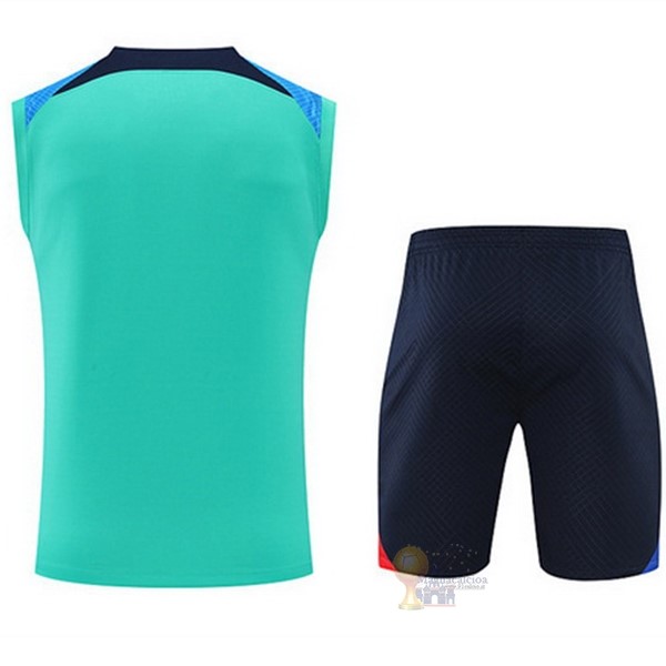 Calcio Maglie Formazione Senza Maniche Set Completo Barcellona 2022 2023 Blu Verde