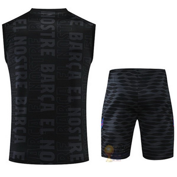 Calcio Maglie Formazione Senza Maniche Set Completo Barcellona 2022 2023 Nero Purpureo