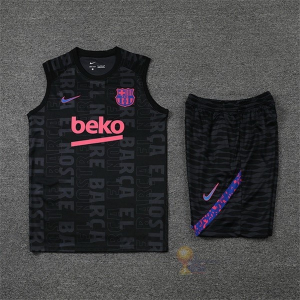 Calcio Maglie Formazione Senza Maniche Set Completo Barcellona 2022 2023 Nero Purpureo