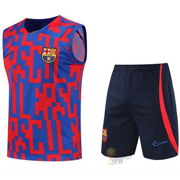 Calcio Maglie Formazione Senza Maniche Set Completo Barcellona 2022 2023 Rosso Blu