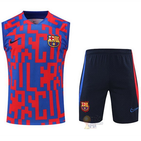 Calcio Maglie Formazione Senza Maniche Set Completo Barcellona 2022 2023 Rosso Blu