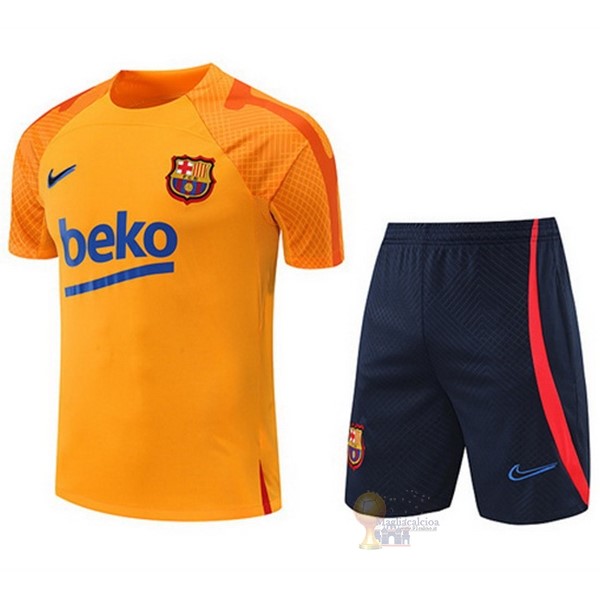 Calcio Maglie Formazione Set Completo Barcellona 2022 2023 Arancione I Nero
