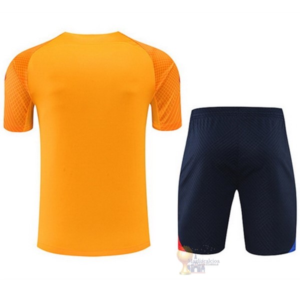 Calcio Maglie Formazione Set Completo Barcellona 2022 2023 Arancione I Nero