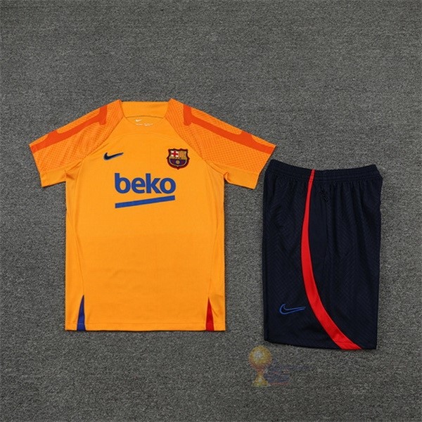 Calcio Maglie Formazione Set Completo Barcellona 2022 2023 Arancione I Nero