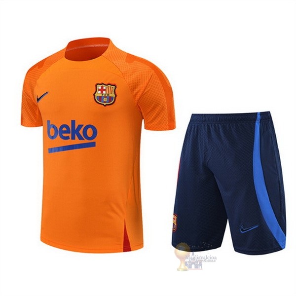 Calcio Maglie Formazione Set Completo Barcellona 2022 2023 Arancione Nero