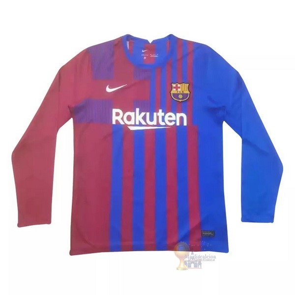 Calcio Maglie Home Maglia Manica lunga Barcellona 2021 2022 Rosso Blu