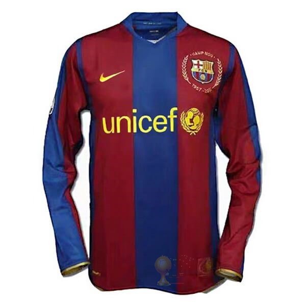 Calcio Maglie Home Manica lunga Barcellona Retro 2007 2008 Blu Rosso