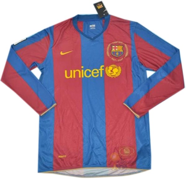Calcio Maglie Home Manica lunga Barcellona Stile rétro 2007 2008 Blu Rosso