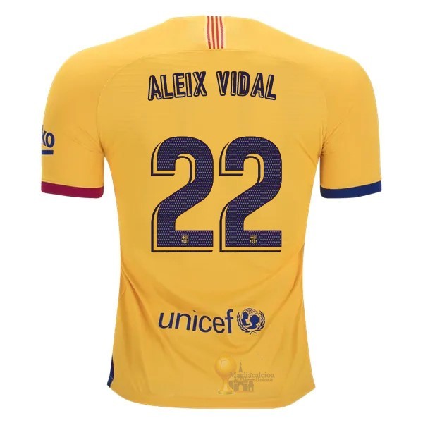 Calcio Maglie NO.22 Aleix Vidal Away Maglia Barcellona 2019 2020 Giallo
