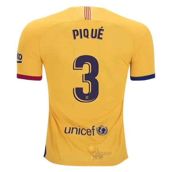 Calcio Maglie NO.3 Pique Away Maglia Barcellona 2019 2020 Giallo