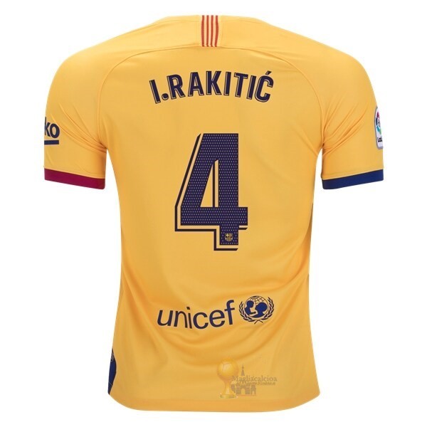 Calcio Maglie NO.4 I.Rakitic Away Maglia Barcellona 2019 2020 Giallo