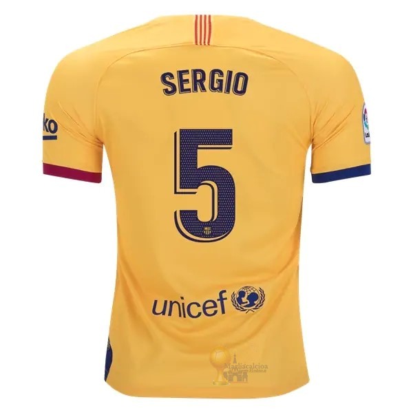 Calcio Maglie NO.5 Sergio Away Maglia Barcellona 2019 2020 Giallo