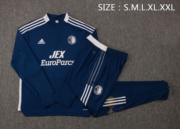 Calcio Maglie Giacca Feyenoorod Rotterdam 2021 2022 Blu Navy Bianco