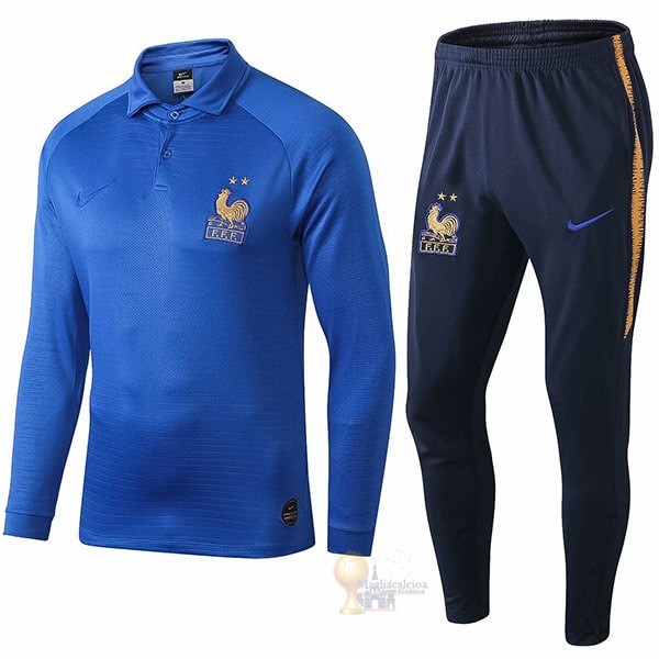 Calcio Maglie Set Completo Polo Francia 100th Blu