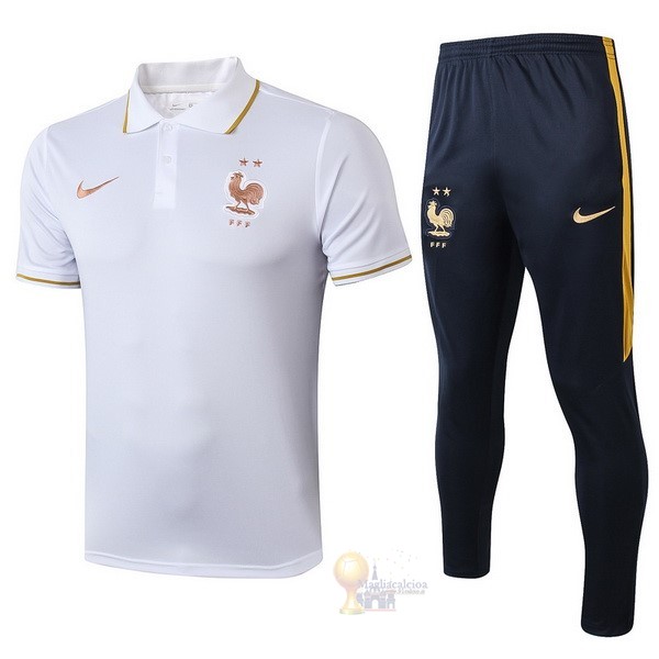 Calcio Maglie Set Completo Polo Francia 2019 Bianco Blu