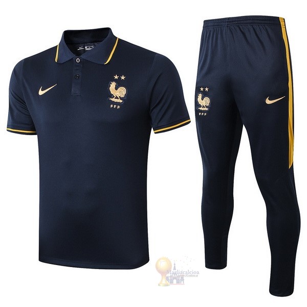 Calcio Maglie Set Completo Polo Francia 2019 Blu Navy