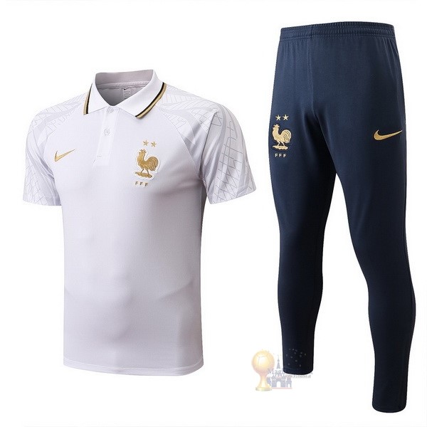 Calcio Maglie Set Completo Polo Francia 2022 Bianco Blu