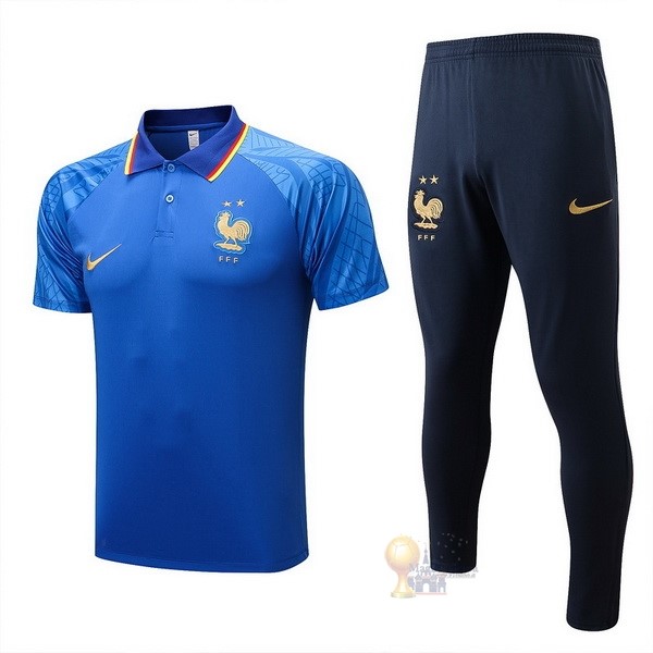 Calcio Maglie Set Completo Polo Francia 2022 Blu