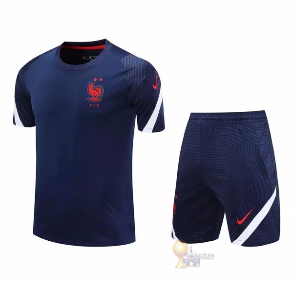 Calcio Maglie Entrenamiento Conjunto Completo Francia 2020 Blu Navy