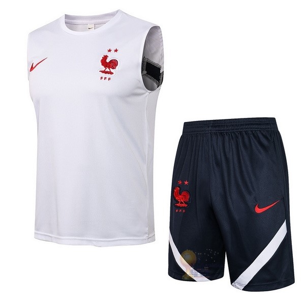 Calcio Maglie Formazione Sin Mangas Set Completo Francia 2021 Bianco Blu