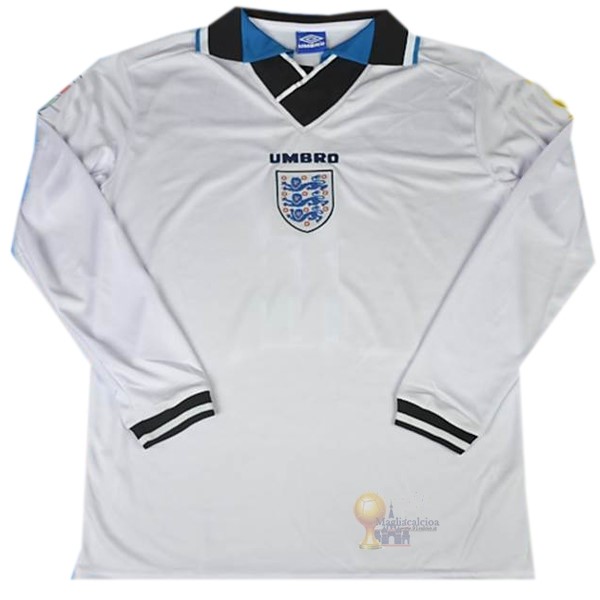 Calcio Maglie Home Maglia Manica lunga Inghilterra Stile rétro 1996 Bianco