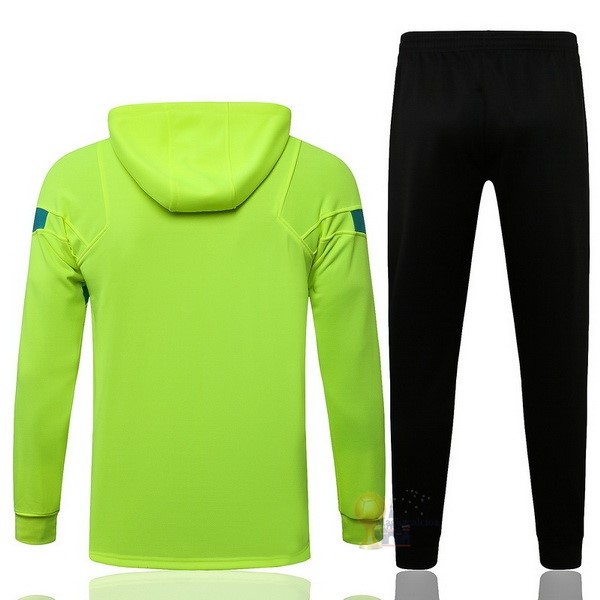Calcio Maglie Felpa Cappuccio Inter Milán 2021 2022 Verde Fluorescente