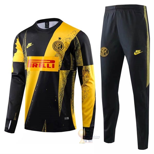 Calcio Maglie Tuta Presentazione Inter Milán 2019 2020 Nero Giallo Rosso